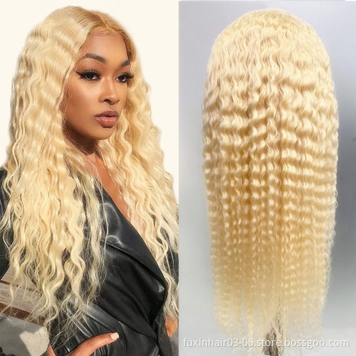 30 Inch Raw Virgin Deep Wave 613 Blonde Hd Lace Front Wig 13x4 Curly Transparent Lace Frontal Human Hair Wig 613 Full Lace Wig
